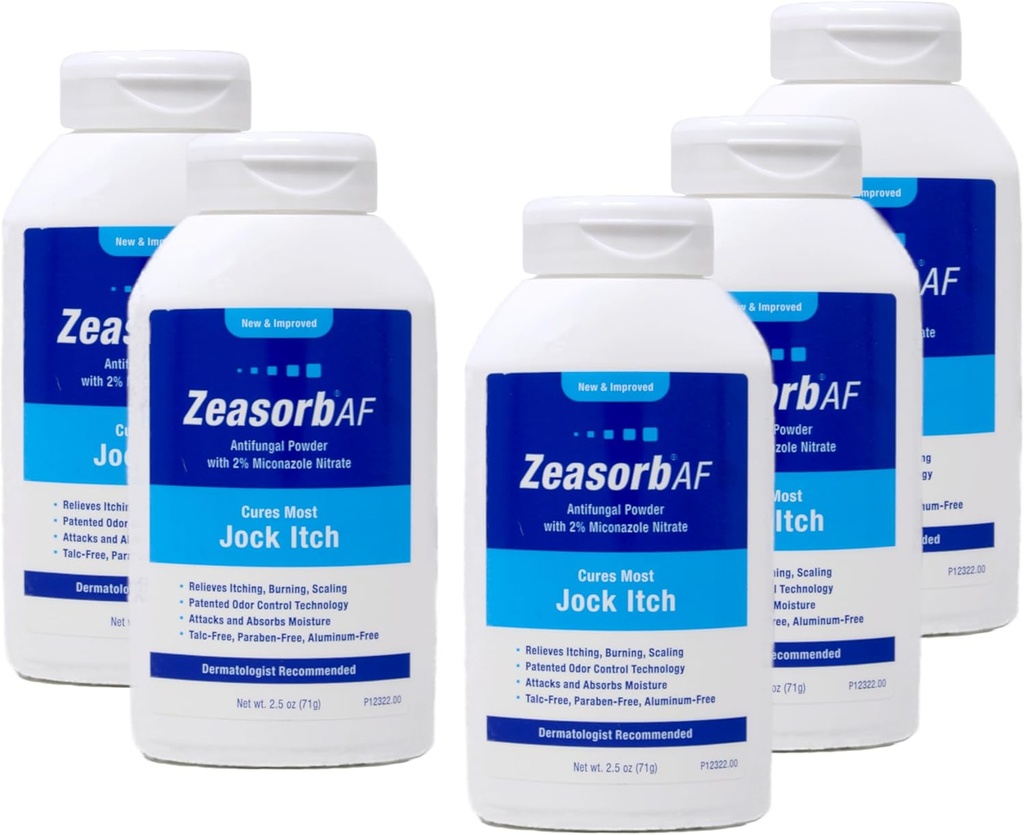 Zeasorb AF Antifungal Pulver mit 2% Miconazol Nitrat, Cures Most Jock Itch, 2.5 oz (Pack von 5)