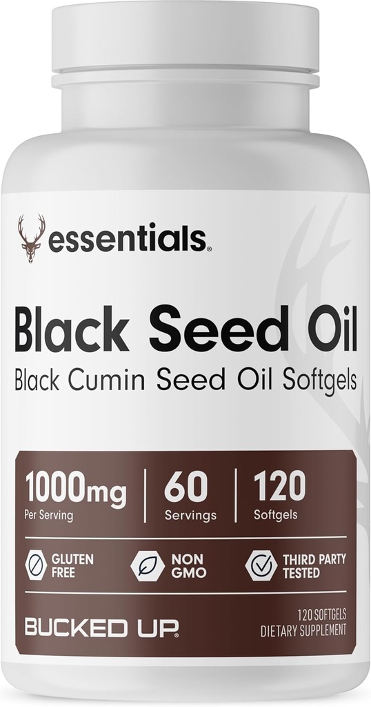 Bucked Up Black Seed Oil 1000mg pro Servierung (schwarzes Cumin Seed Oil) Essentials (60 Servierungen, 120 Softgels)