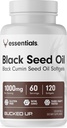 Bucked Up Black Seed Oil 1000mg pro Servierung (schwarzes Cumin Seed Oil) Essentials (60 Servierungen, 120 Softgels)