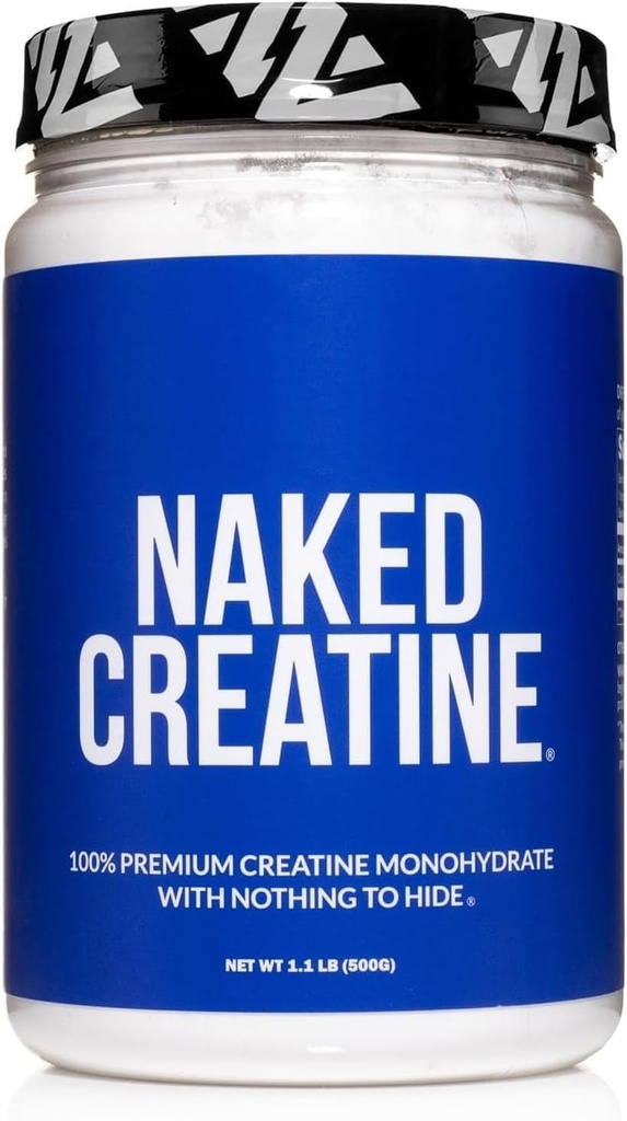 NAKED reines mikronisiertes Kreatin-Monohydrat-Pulver - Entflammt, 500g, 1,1lb Bulk - Vegan, Non-GMO, Glutenfrei, Sojafrei, keine Füllstoffe, unterstützt Muskelwachstum & Stärke - 100 Servierungen