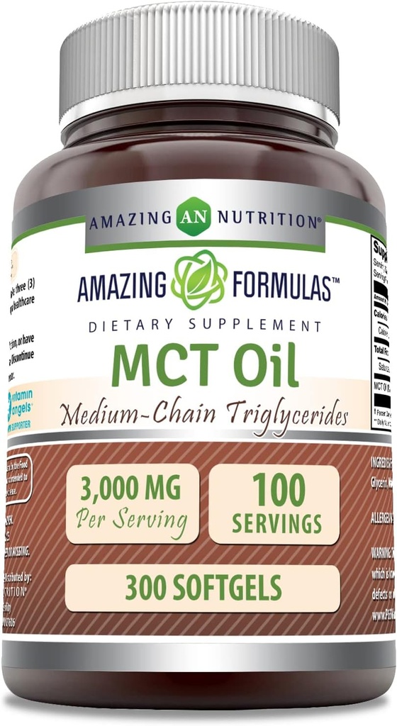 Erstaunliche Formeln MCT Öl Ergänzung | 1000 Mg pro Servieren | Softgels | Non-GMO | Gluten-Free | Made in USA (1 Pack, 300 Count)