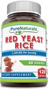 Pure Naturals Red Yeast Rice 1200 Mg pro Servierung, 120 Kapseln Ergänzung | Non-GMO | Gluten Free | Made in USA