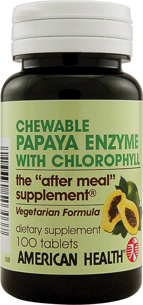 American Health Papaya Enzyme mit Chlorophyll - 100 Kautabletten - Fördert Nährstoffaufnahme - Non-GMO, Vegan, Glutenfrei - 33 Portionen
