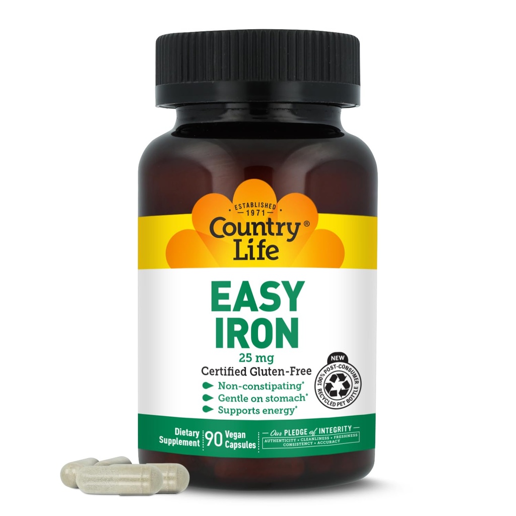 Country Life Easy Iron 25mg Kapseln - Gentle Non-Constipating Ferrochel - Vegan Vitamin Supplement für Damen und Herren - Unterstützt Körperenergie