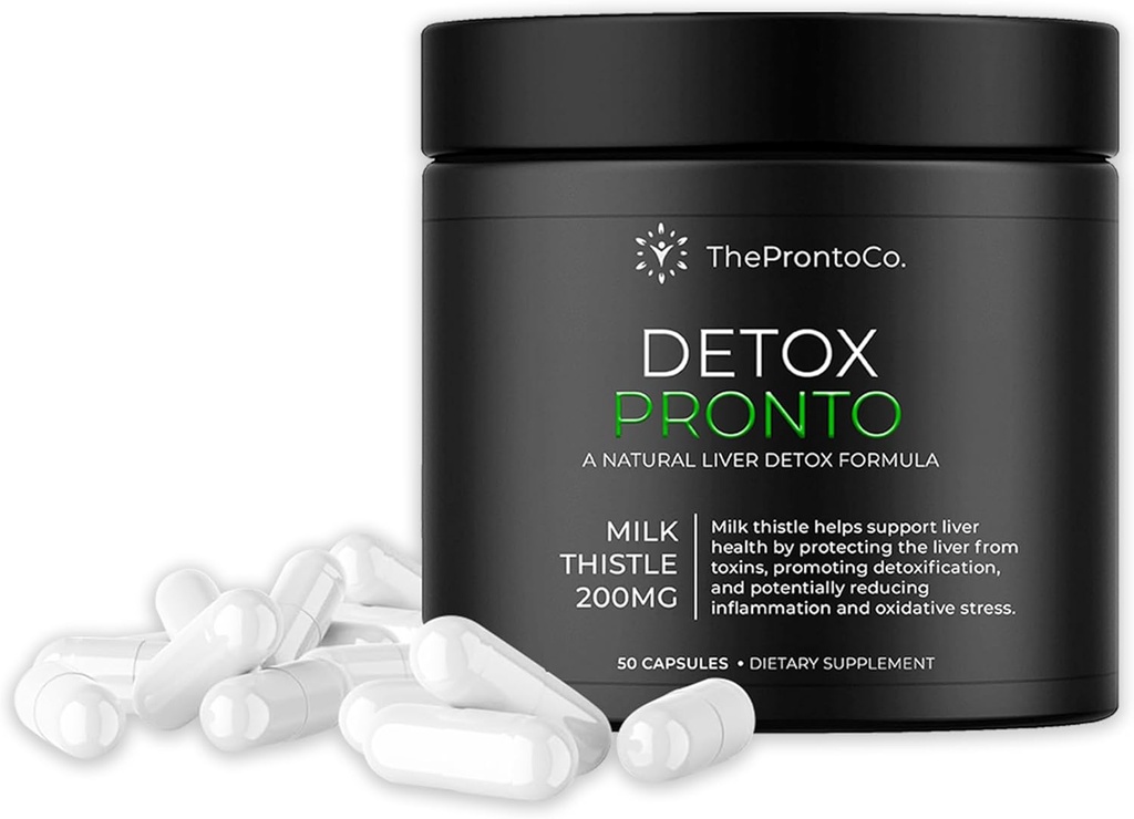 Pronto Liver Detox Supplement - Milch-Diesel-Extrakt 200mg, Leberreiniger & Support Pillen, Detox Formel für Lebergesundheit, 50 Kapseln