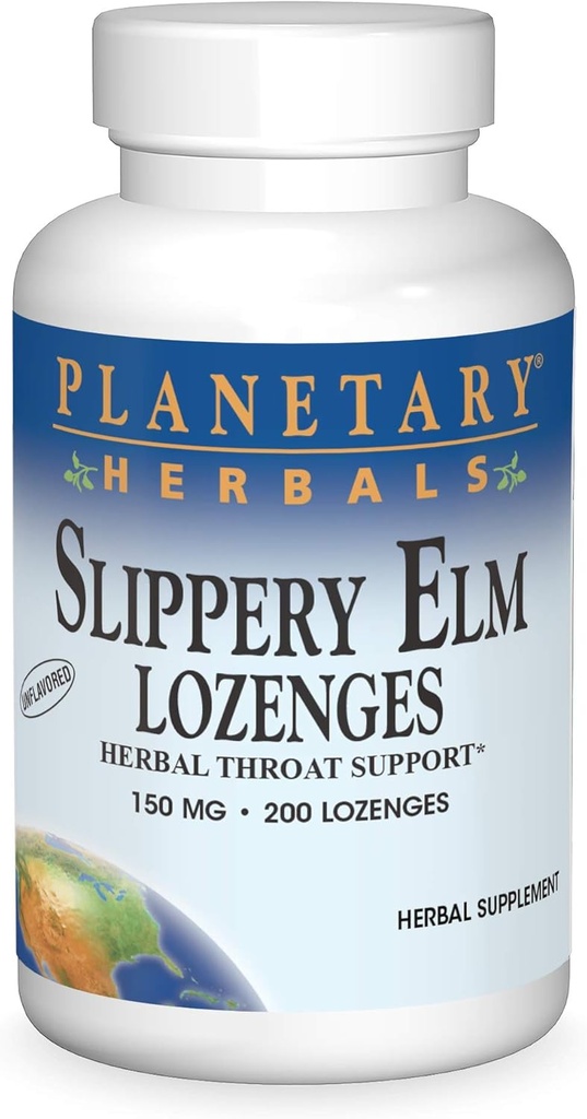 PLANETAR HERBALS Slippery Elm Lozenges, Unflavored, 200 Count