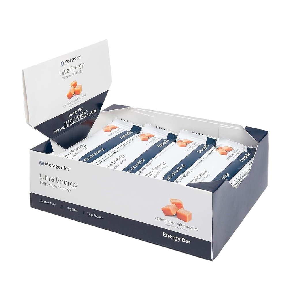 Metagenics Ultra Energy Bars - Hilft Energie zu erhalten, Caramel Sea Salt Flavored | 12 Bars