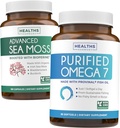 Irish Sea Moss & Omega 7 (3-Monats-Versorgung) Sea Omega Combo Bundle - Organic Irish Sea Moss - Raw Vegan Supplement (180 Caps) & Omega 7 Softgels - Provinal Sustainable Peruvian Anchovy Fish Oil -90 Caps