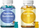 Taurine Gummies 1000mg, Cod Liver Oil Gummies 1000mg, Zuckerfrei für Erwachsene und Kinder, Aminosäuren, Omega-3s & Vitamin A&D für kognitive, Herz & Augengesundheit, Boost Immune