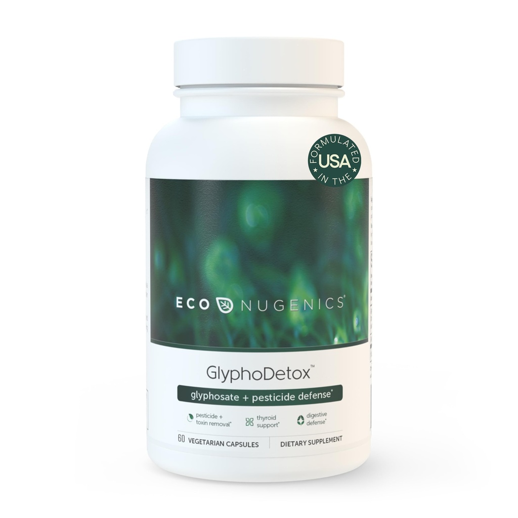 Supplément GlyphoDétox d'EcoNutgenics – Enlever en toute sécurité les pesticides à base de glyphosate et les toxines agricoles – Formule Detox w/Kelp, Citrus Pectin, Algimate, Glycine – pour les hommes et les femmes – 60 capsules