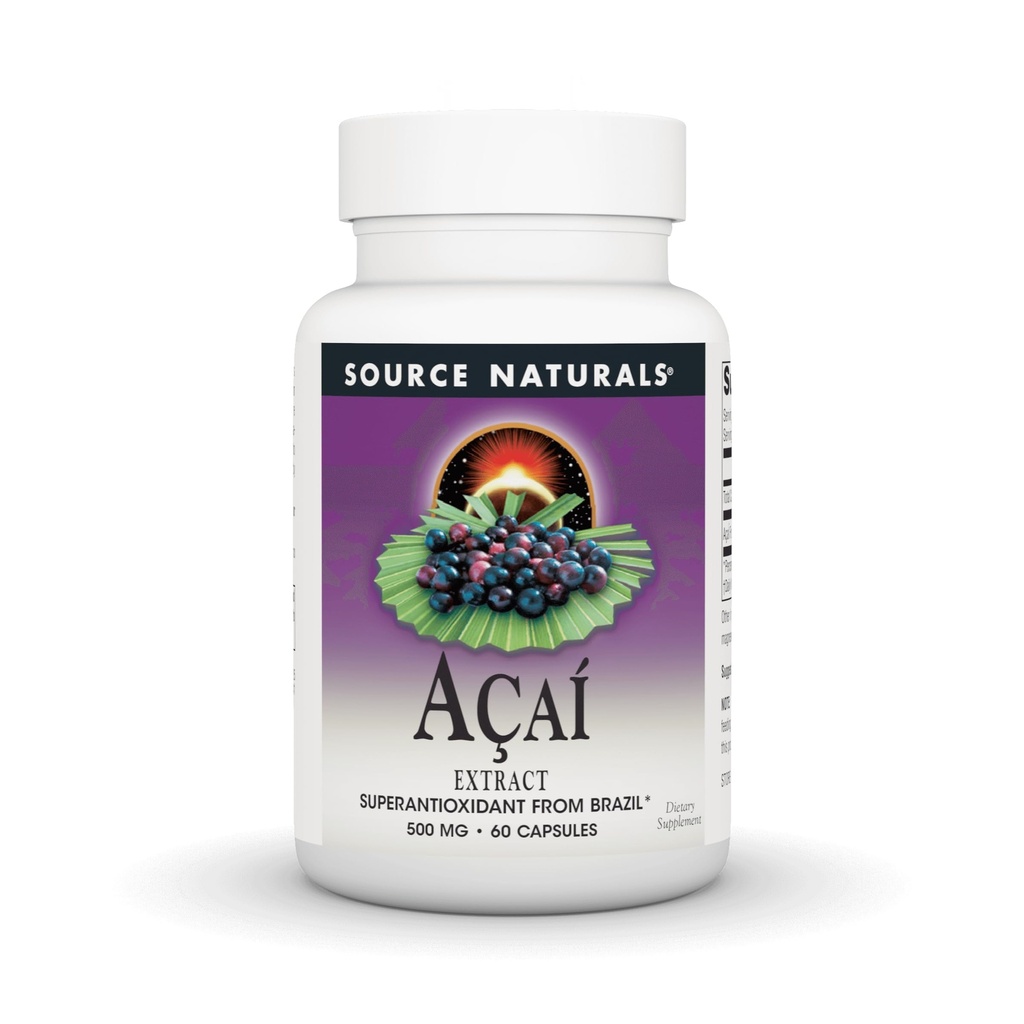 Source Naturals Acai Extract, Superantioxydant du Brésil* - 500 Mg - 60 Capsules