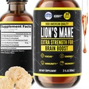 HERBIFY Lions Mane Supplément - Supplément quotidien de champignons pour la mémoire, le focus et la clarté - Brain Booster - Lions Mane Teinture pour le soutien immunitaire - 2 Fl oz