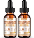 2 Pack 2000MG Magnesium Glycinate Flüssigkeitstropfen Ergänzung für Kinder & Erwachsene - Cellulosefaser, Bromelain, Vitamin B6, C, D, Zink - Energie, Schlaf, Clam, Ananas Flavor, 4 Fl oz