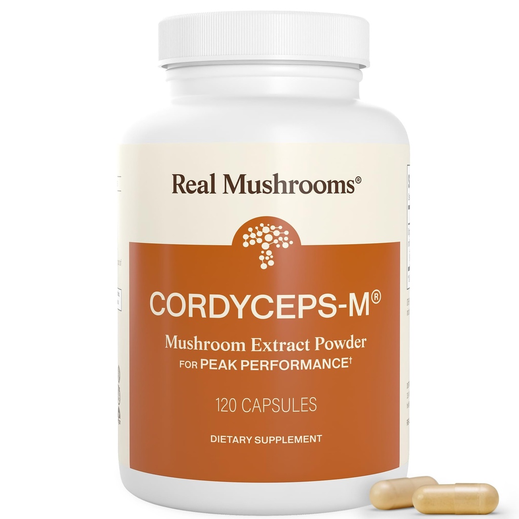Echte Pilze Ergänzung Kapseln - Cordyceps Pilzpulver Reich an Beta Glucans - Pilz Pillen Cordyceps für Energie und Leistung - Vegan, Non-GMO, keine Kornfüller, 120 ct