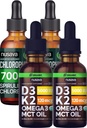 NUSAVA Unflavored D3 K2 Tropfen und Chlorophyll Flüssigkeitstropfen Bundle - Potente flüssige Vitamine für Herz, Gelenk, Energie und Immununterstützung - Non-GMO, Gluten-Free, 2pk Jeder