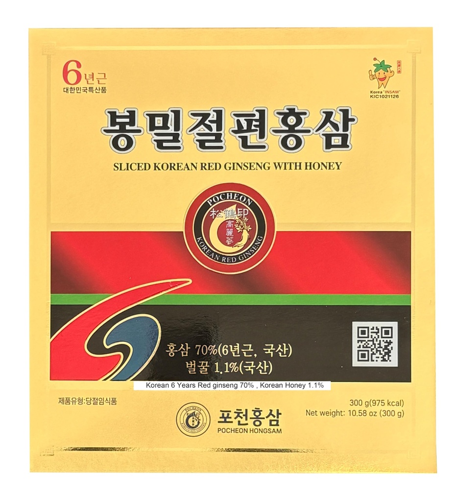 Pocheon 300g(10.6oz) 6Jahre Koreanisch Panax Rot Ginseng Slice mit Honig, Saponin, natürliche Immununterstützung