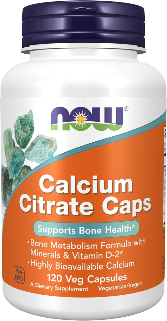 MAINTENANT compléments alimentaires, citrate de calcium avec vitamine D, magnésium, zinc, cuivre et manganèse, 120 capsules de légumes