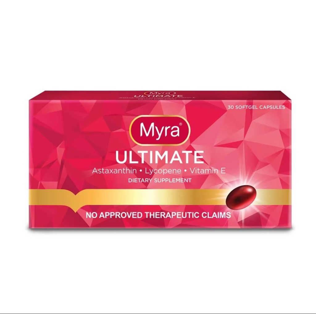 Myra Utimate avec Astaxanthine, Lycopène et Vitamine E, 30 Capsules Softgel