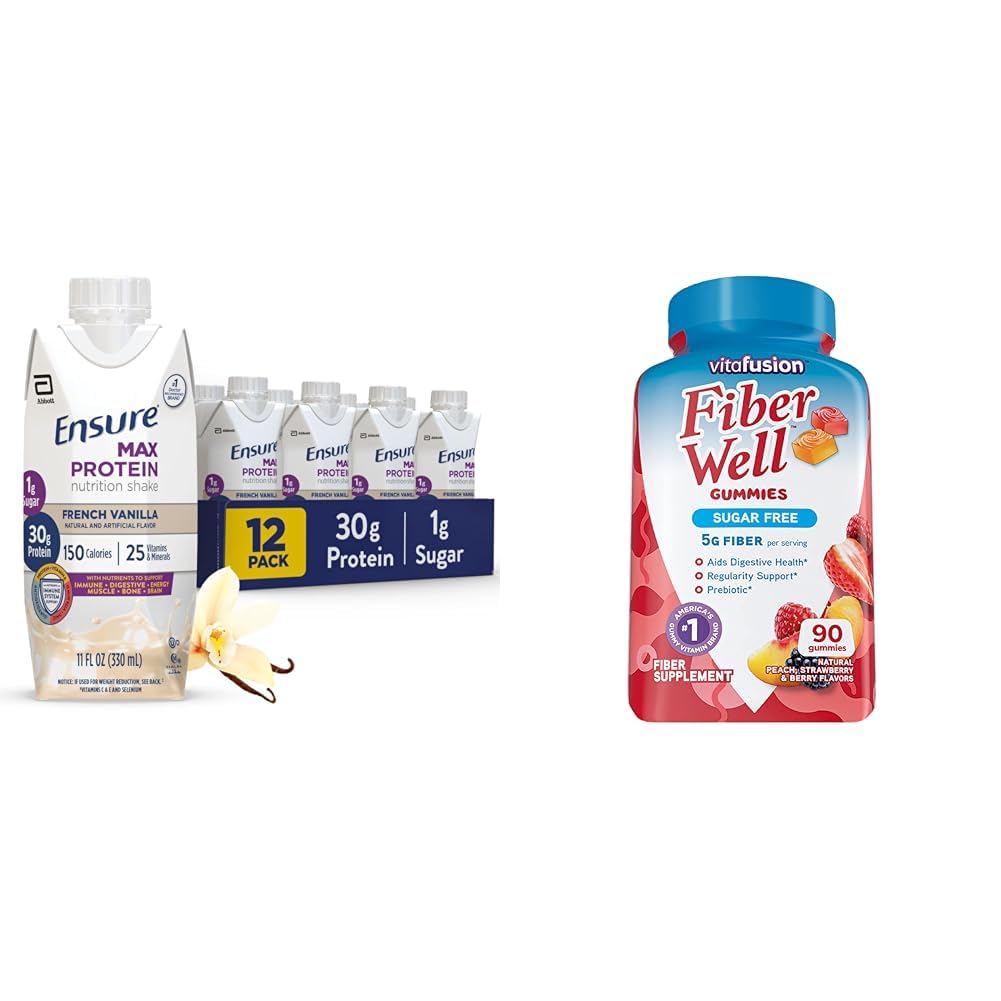 Assurez-vous que Max Protein Nutrition agite avec 30g Protéines et Vitafusion sans sucre Gommies de fibre, Pêche / Strawberry / Blackberry, 90 Compte