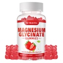 Magnesium-Glycinat-Gummien 1000mg mit Magnesium L-Threonat,Chelat Magnesium-Kalium-Komplex-Ergänzung mit VitD, B6, CoQ10, Calcium,Unterstützung für Gedächtnis, ruhig, Stimmung - 90 Gummie Erdbeere