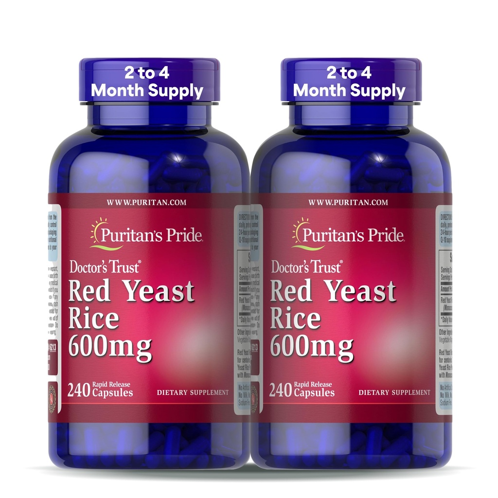 Puritan's Pride Doctors Trust® Red Yeast Rice 600mg, Nahrungsergänzung, 240 Rapid Release Capsules, 2 Pack