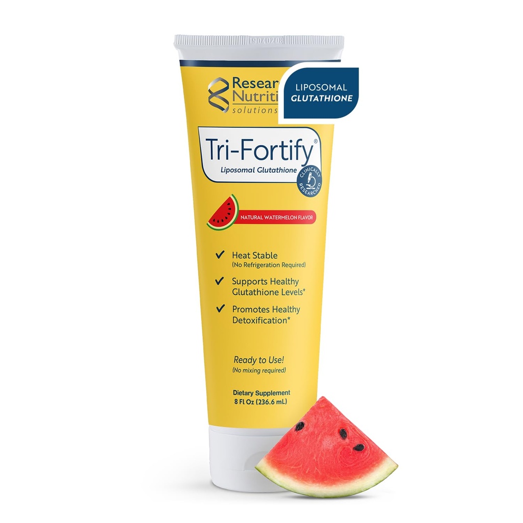 Geforschte Nutritonale Tri-Fortify Liposomal Glutathione Supplement Flüssiges Gel - Klinisch Geforschte Detox & Immunsystem Unterstützung, Antioxidans - Überlegene Absorption - Wassermelone, 8 Fl Oz