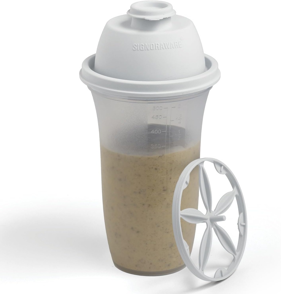 SIGNORA WARE Bouteilles de shaker en plastique 17-Ounce Bouteille de shake de protéines pour le remplacement des repas Shakes & Smoothies, Boissons, Mélange de salades et sauces, Margarita, et plus