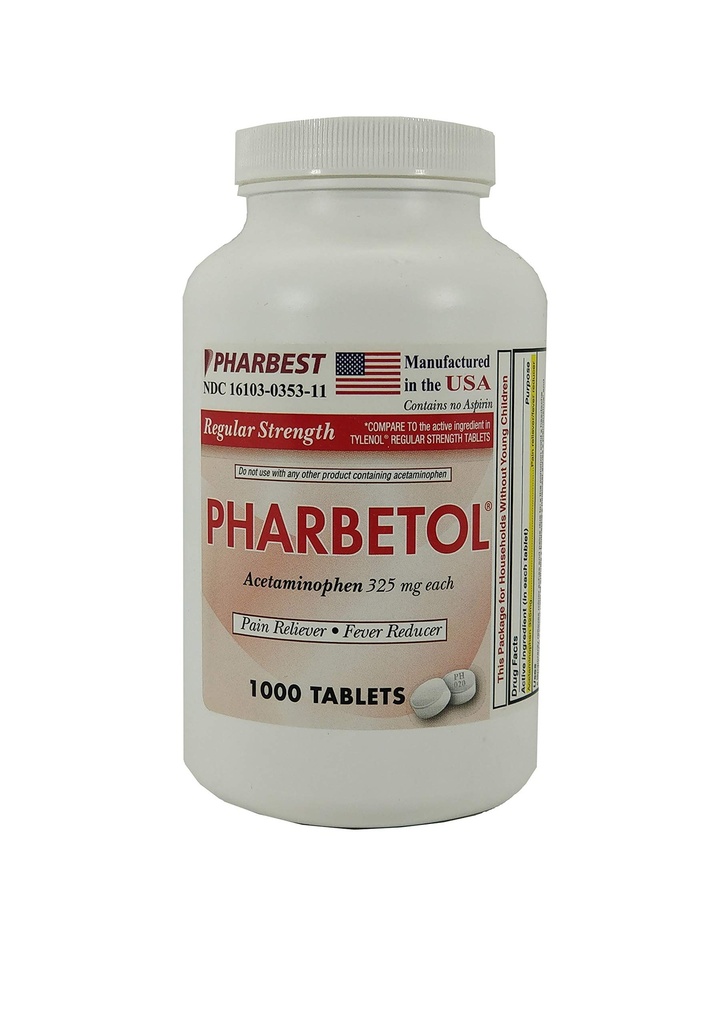 Pharbest Acetaminophen 325 mg 1000 Graf Tabletten