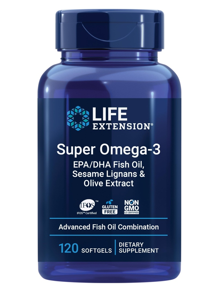 Life Extension Super Omega-3 EPA/DHA mit Sesam Lignans & Olive Extract, 120 Count