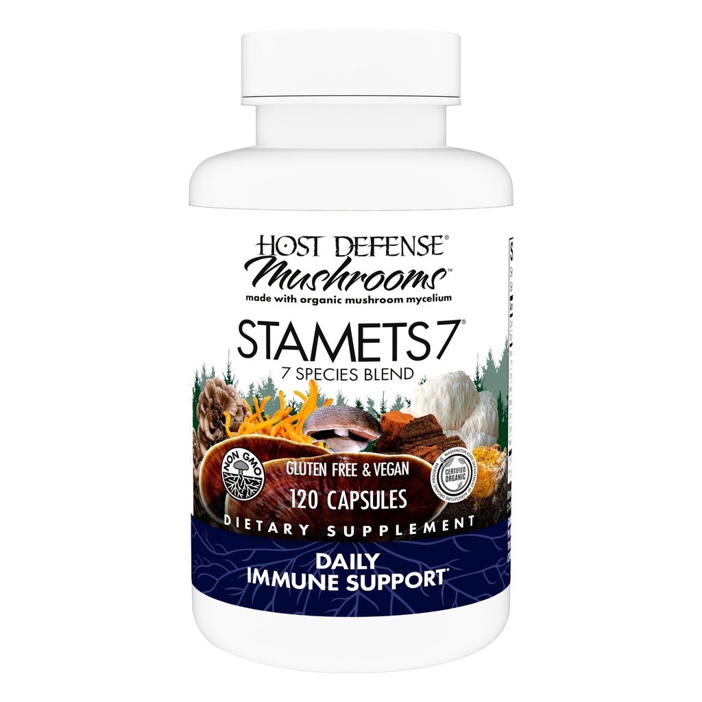Host Defense Stamets 7-7 Spezies Blend - Pilzergänzung für Immununterstützung - Inklusive Royal Sun Blazei, Cordyceps, Reishi, Maitake, Lion's Mane, Chaga & Mesima - 120 Kapseln (60 Servietten)*