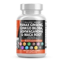 Clean Nutraceuticals Panax Ginseng Ginkgo Biloba Ashwagandha Maca Root - Fokus Ergänzung Pillen für Frauen und Männer mit Pine Bark Extract, Knoblauch, und Saw Palmetto - 60 Caps