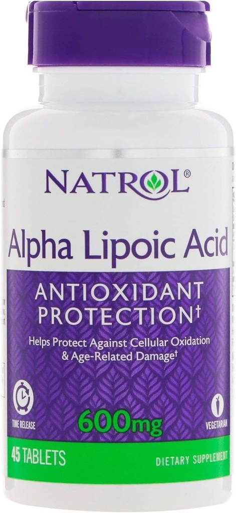 Délai de libération de l'acide alpha-lipoïque de Natrol - 600 mg - 45 comprimés