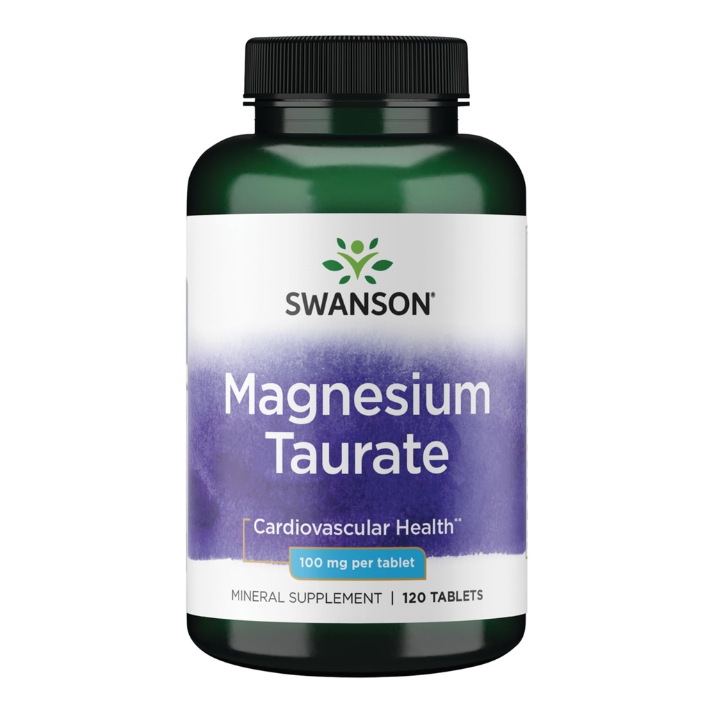 Taurate de magnésium de Swanson - Supplément minéral - Formule naturelle de magnésium et de taurine (120 comprimés, 100mg chacun)