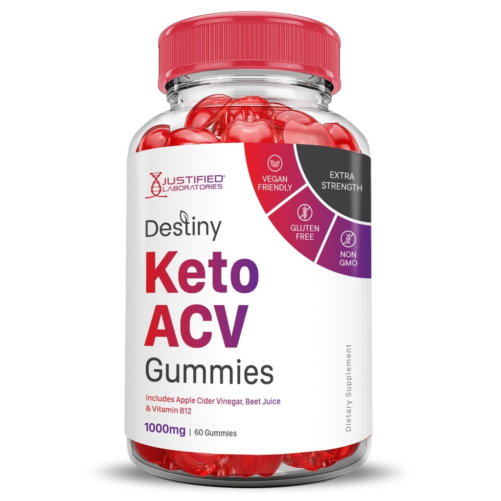 Justified Laboratories Destiny Keto ACV Gummies Advanced Formel 1000MG Destiny Keto Gummies Apfel Apfelessig mit Granatapfelfettpulver B12 Vegan Non GMO 60 Gummys
