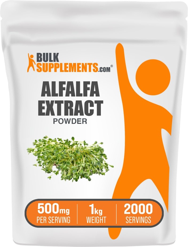 BulkSupplements.com Alfalfa Extract Powder - Alfalfa Supplement, Green Superfood Powder - Vegan & Glutenfrei, Green Supplements - 500mg pro Servierung, 1kg (2.2 lbs) (Pack von 1)