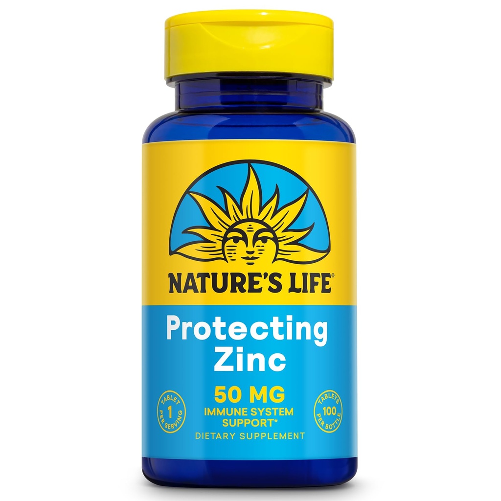NATURE'S LIFE Protéger le zinc 50mg avec 2,5mg de cuivre - supplément de zinc chélaté pour le soutien immunitaire, la santé osseuse, la fonction musculaire et le soutien de la santé cardiaque, garantie de 60 jours, 100 portions, 100 comprimés