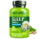NATURELO Schlafhilfe - mit Melatonin, Magnesium, GABA, Valerian Root, Lemon Balm, Kamille Kräuterextrakte - Pflanzenbasierte Schlafhilfe - 60 Vegan Kapseln
