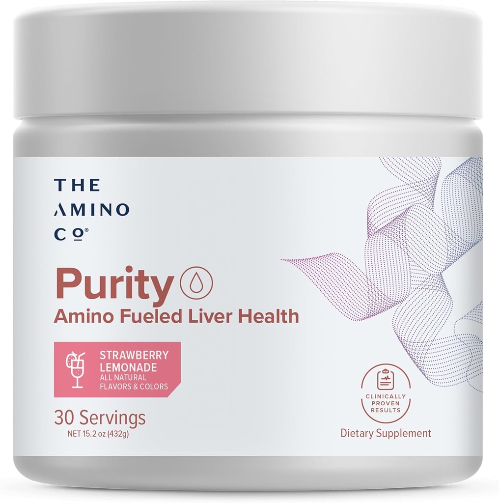 Das Amino CO. Reinheit - Leberunterstützungsergänzung mit essentiellen Aminosäuren für Leberdetox-Reinigung - Boost Liver Gesundheit für optimale Leberunterstützung- Erdbeer-Lemonade, 30 Portionen