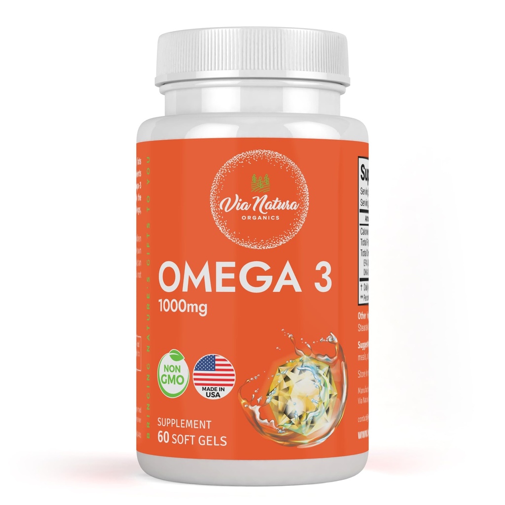 Omega 3 | 1000mg | Fischöl | Fettsäuren | EPA & DHA | Non-GMO | 60 Softgels