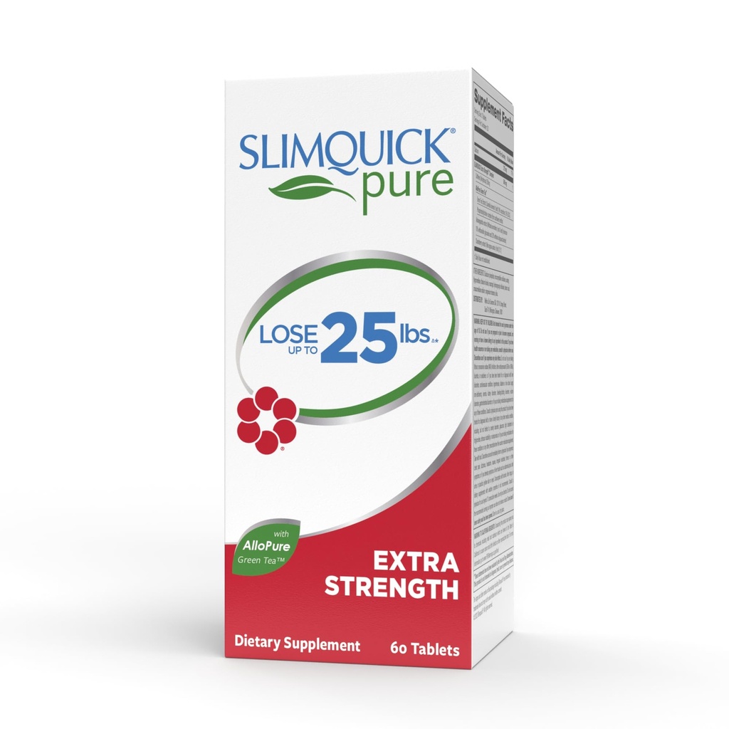 Slimquick Pure 3x Extra Strength Pille für Frauen, hilft Gewicht Ziele zu erreichen, hilft Stoffwechsel, überschüssiges Wasser zu verlieren, hält Full for Longer mit Green Tea Extract, Caste Tree, Koffein, MCT Oil - 60 Count