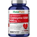 NusaPure CoQ10 400mg 100 Veggie Caps (Vegan, Non-GMO) Coenzym Q10 Supplement, Antioxidans COQ-10 Enzyme, Coq 10