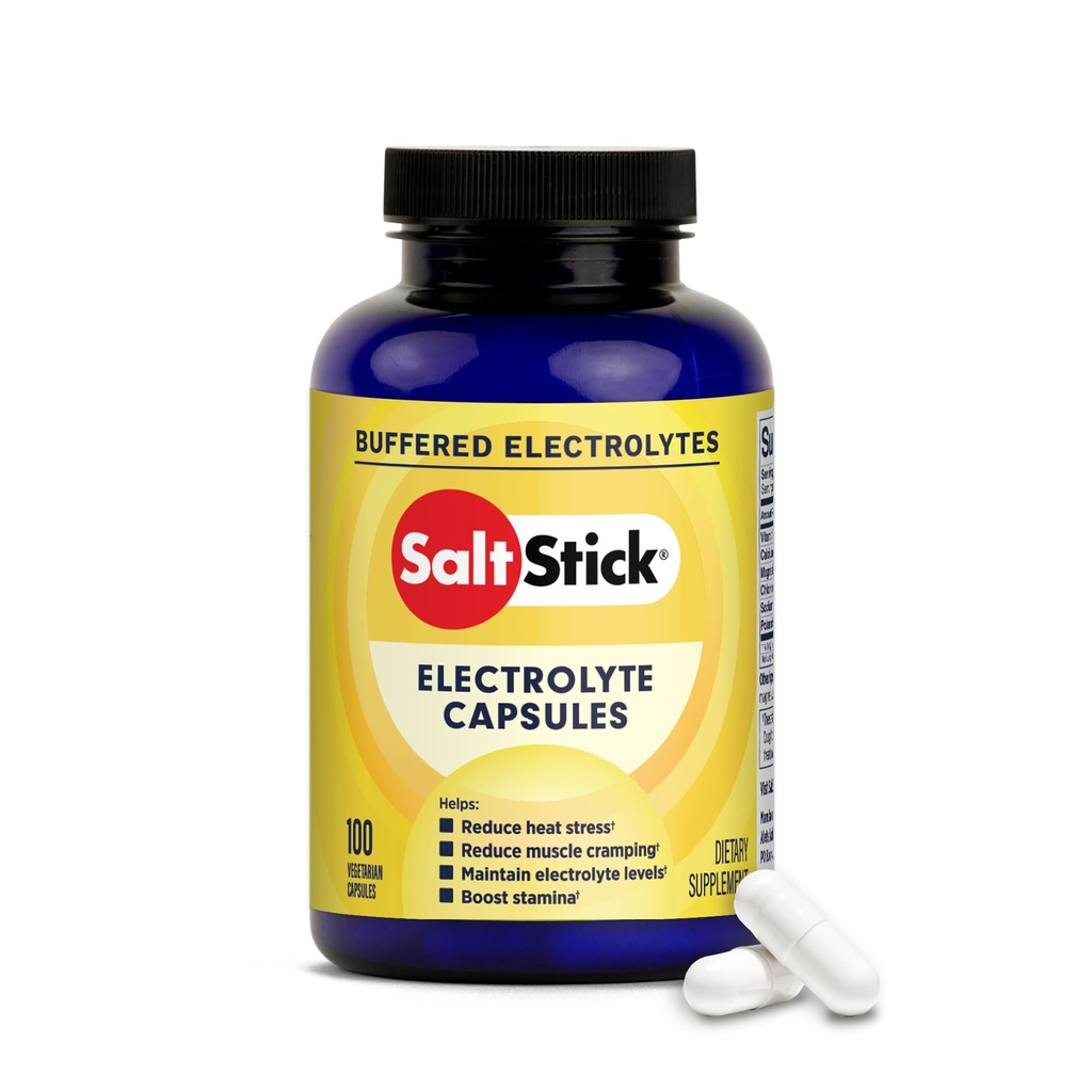 SaltStick Elektrolyt Kapseln mit Vitamin D | Salz Pillen mit Elektrolyten für Laufen, Endurance Sports Nutrition, Laufergänzungen | 100 Count Elektrolyt Pillen