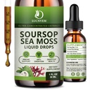 (2 packs) Graviola de sourcils organiques avec gouttes liquides de mousse de mer, amers de sourcils liquides riches en multivitamines pour l'antioxydant naturel, emboîtement immunitaire, soutien cellulaire et régénération, aromatisant ananas