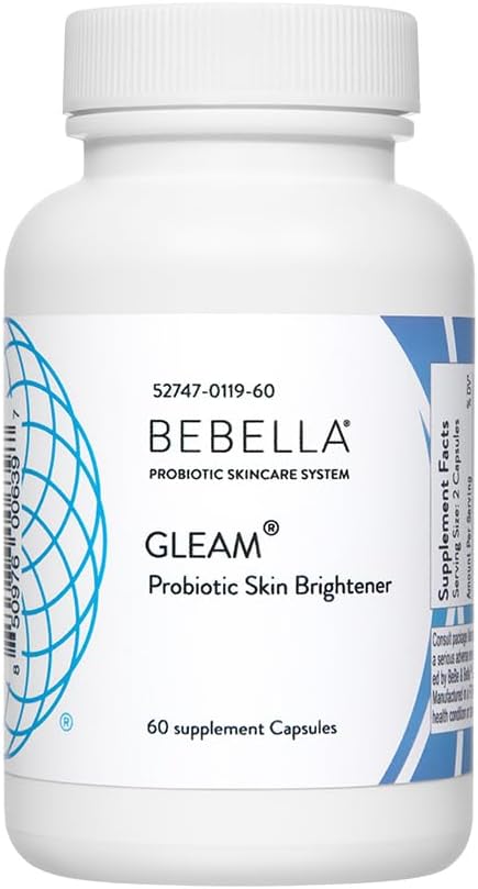 Bebella Gleam Probiotic Blend Haut Beleuchtung w Glutathion-reduzierte NAC Alpha Lipoic Acid VIT C & Marine Collagen Peptide 60 Kapseln
