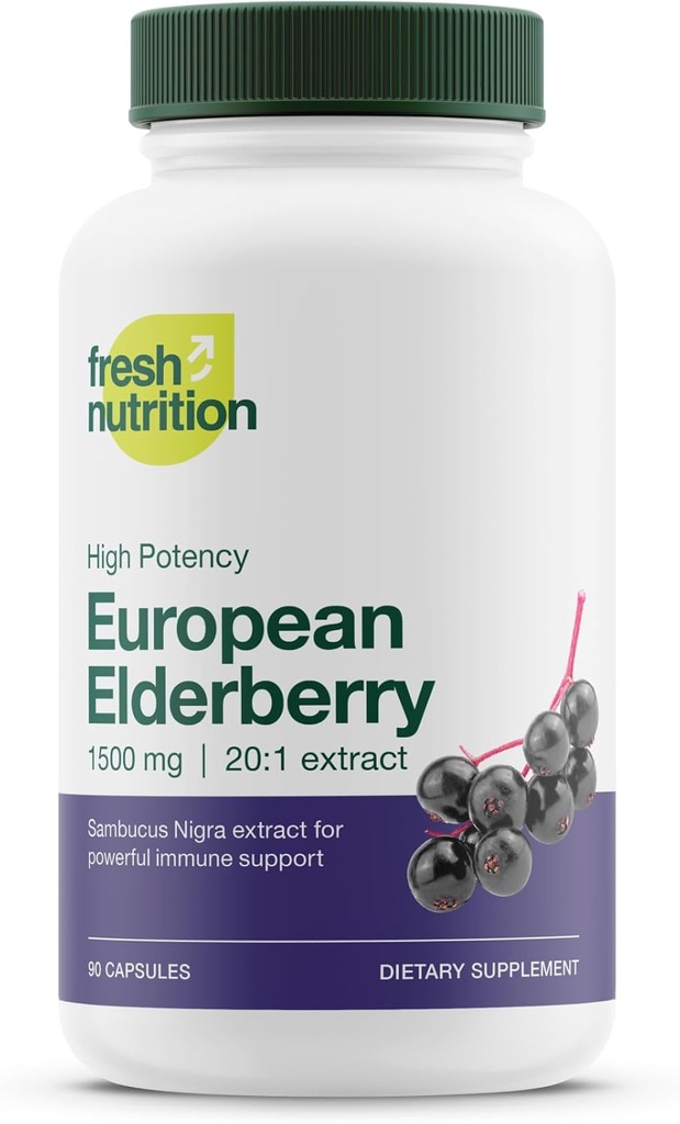 Elderberry Immununterstützung – Strongest DNA Verified 1800mg Sambucus Black Elderberry – Easy to Swallow Elderberry Capsule - Powerful Booster - Gluten Free, Soy Free, Non GMO, Vegan Safe