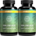Primal Récolte Supplément anti-stress pour les femmes et les hommes Extrait de racine pur Ashwagandha, Suppléments L-Theanine, 60 Capsules