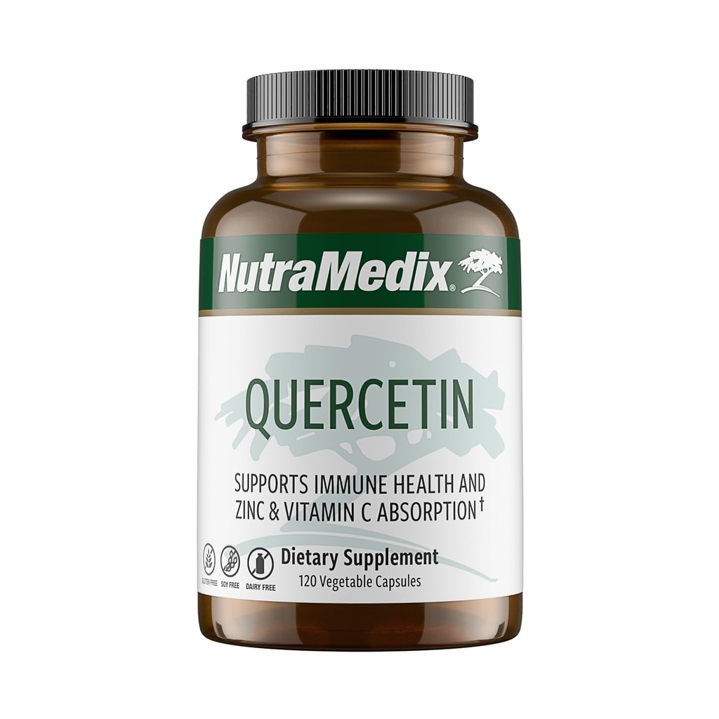 NutraMedix Quercetin - Quercetin 500mg Kapseln - Antioxidans & Immununterstützungsergänzung für Herzgesundheit - Hilfsmittel in Zink & Vitamin C Absorption (120 vegetarische Kapseln)