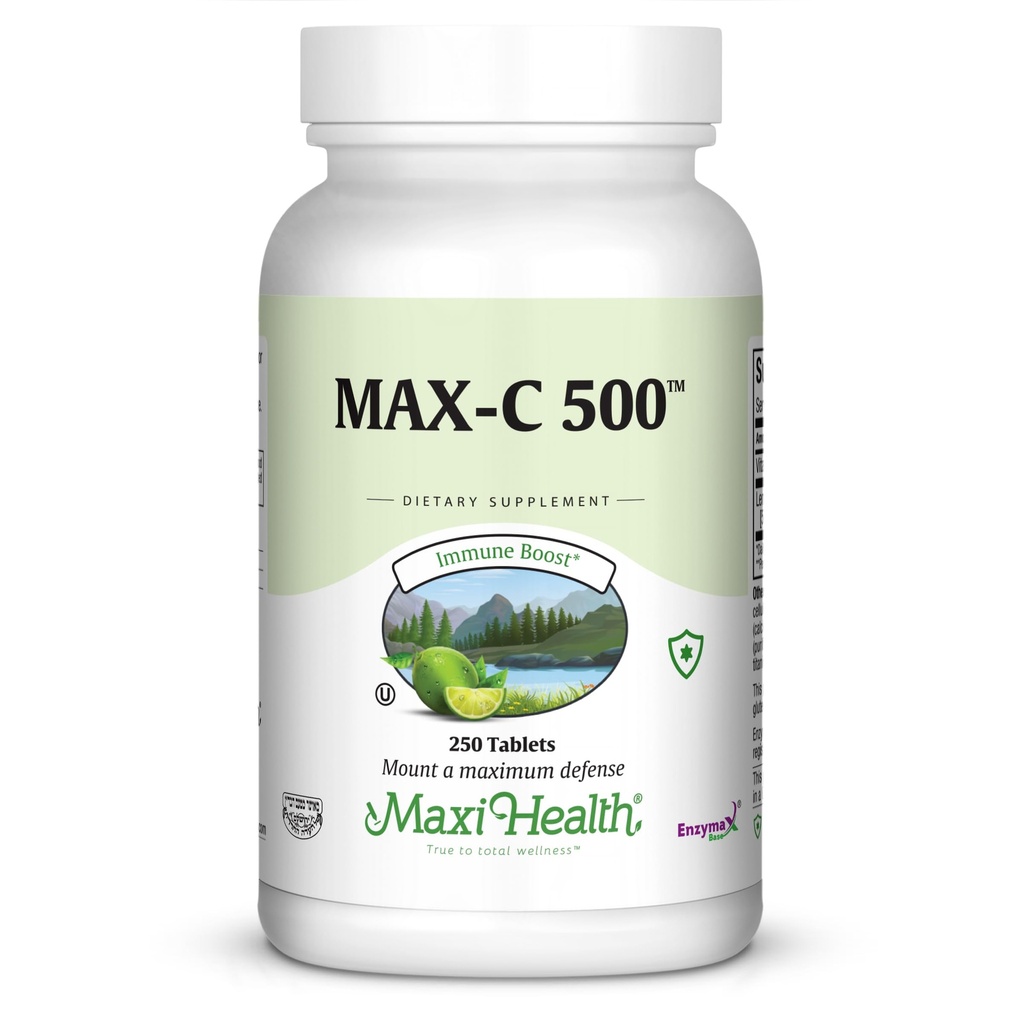 Maxi Health MAX C 500 mg - Vitamine C - avec complexe de bioflavonoïdes au citron - 250 comprimés