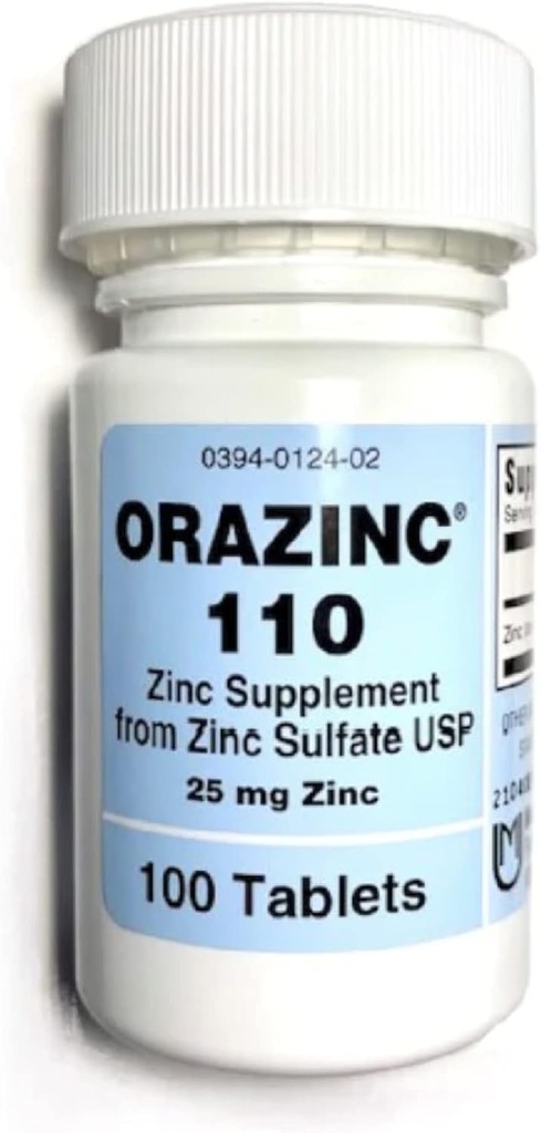 Mericon Industries Orazinc 25mg Zink-Ergänzung | Zink-Gesundheitsergänzungsmittel für Hormon-Verordnung, Gesundheit (100 Zink-Tabletten)