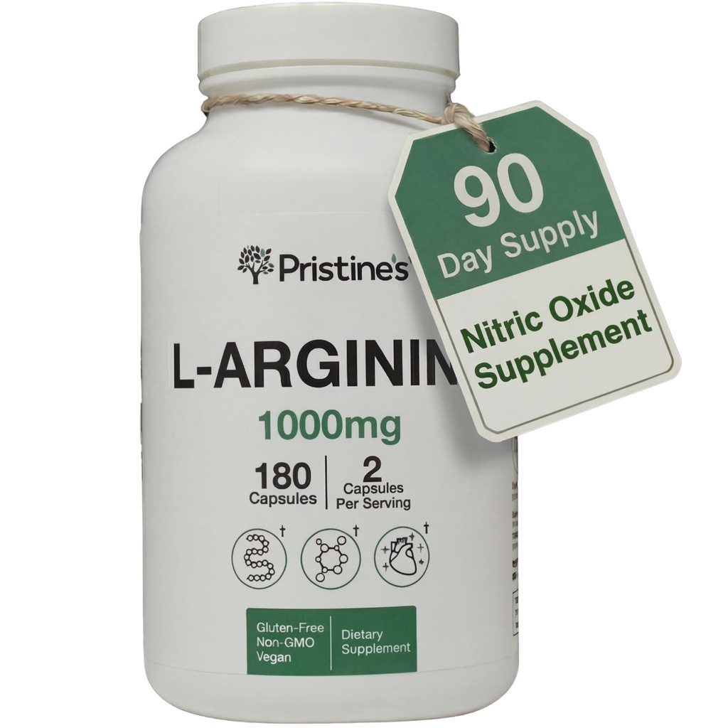 PRISTINE'S L Arginine Ergänzungen für Männer und Frauen - 1000mg Kapseln 90 Tage Versorgung Stickstoffmonoxid & Pre Workout Aminosäure Unterstützung
